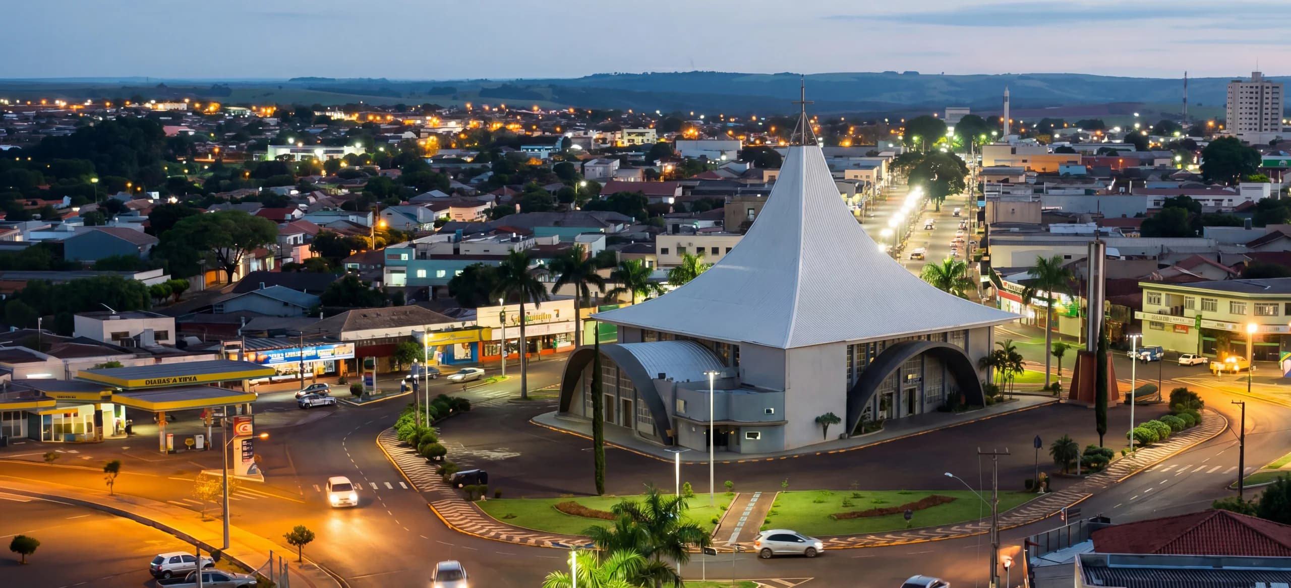 Foto aérea da cidade de Assis Chateaubriand, sede do provedor de internet New Center Telecom